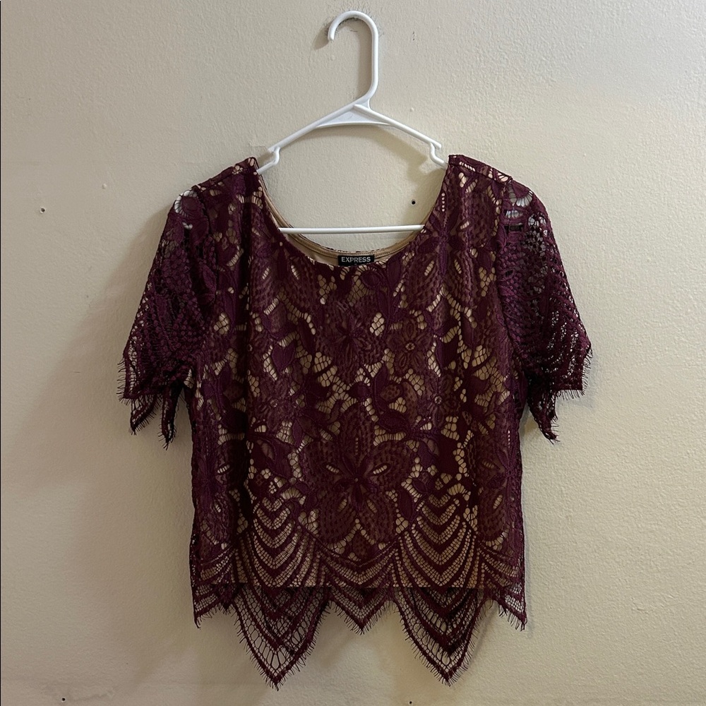 Express Burgundy Lace Blouse